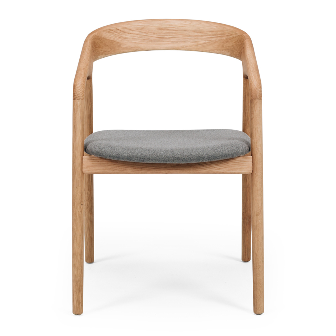 Nora Chair Natural Oak Grey Fabric image 1